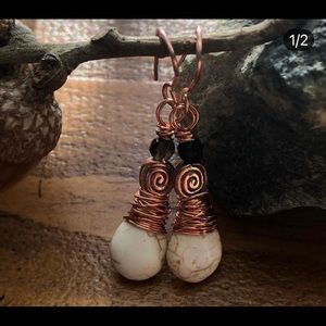 Dangle earrings | cooper earrings | smokey quartz | howlite earrings
